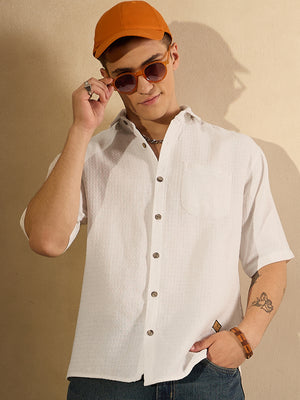 Self Design Oversized Cotton Shirt