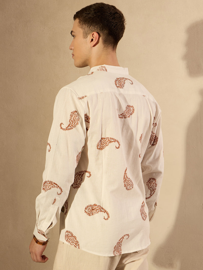 Paisley: Full Sleeves Block Printed Oversized Shirt