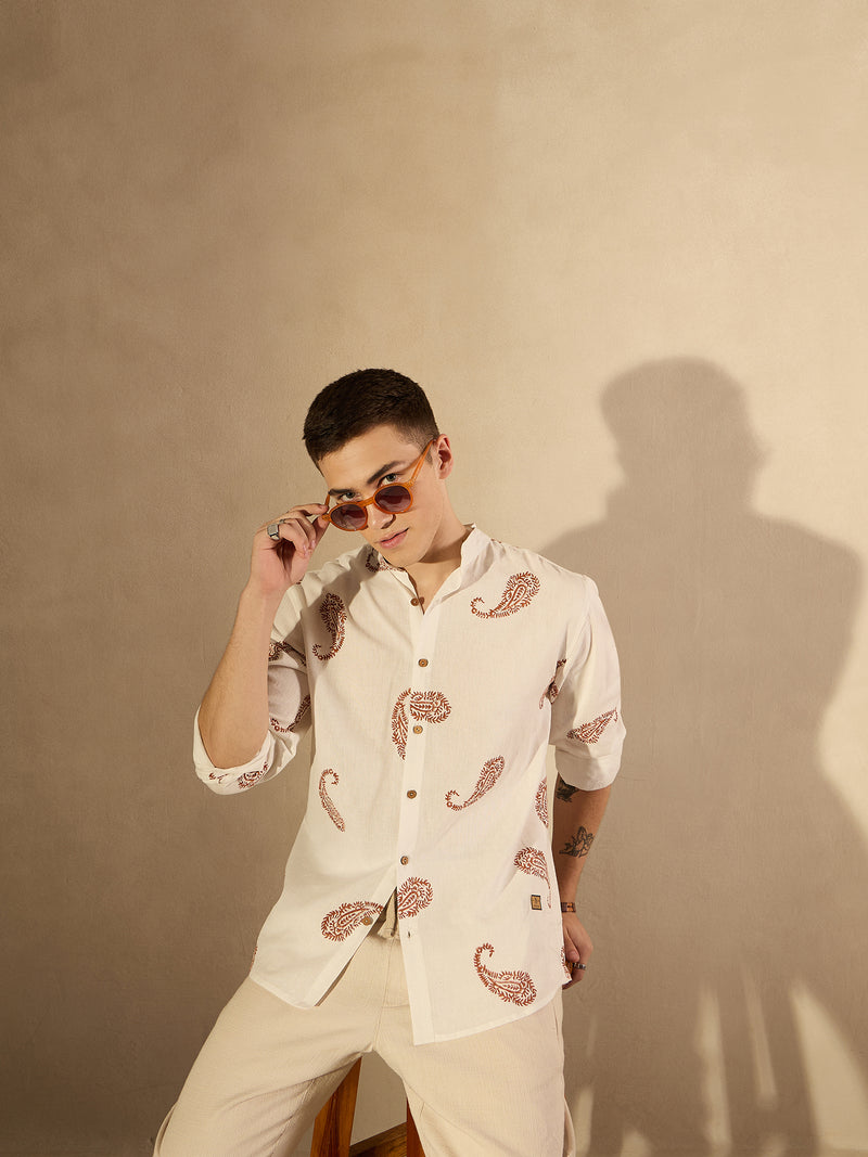 Paisley: Full Sleeves Block Printed Oversized Shirt