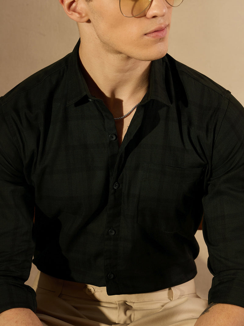 Green: Full Sleeves Checked Shirt