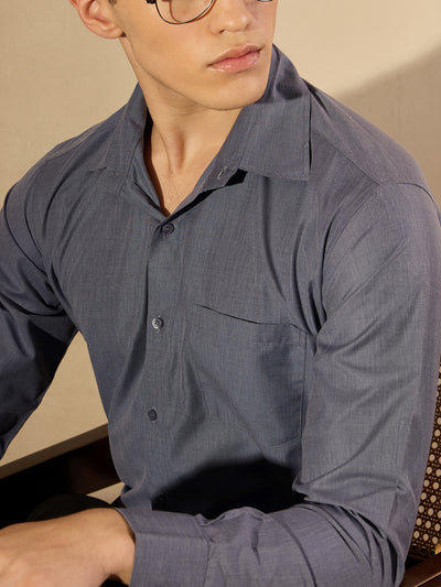 Grey: Solid Formal Shirt