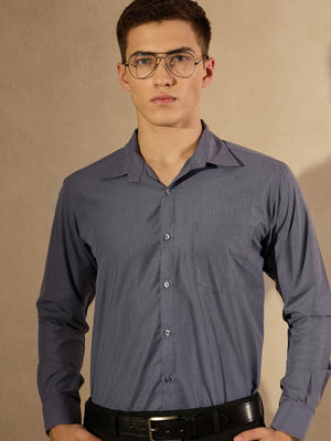 Grey: Solid Formal Shirt