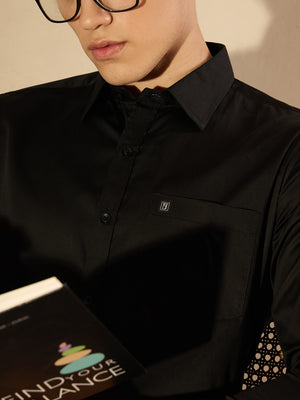 Black: Pure Cotton Formal Shirt