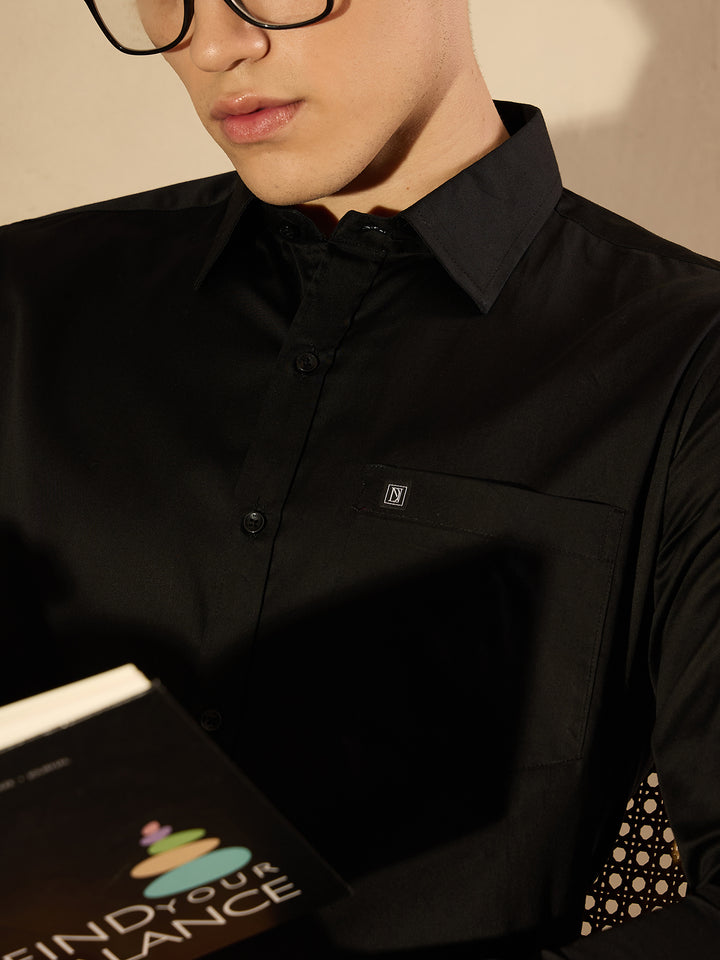 Black Pure Cotton Formal Shirt