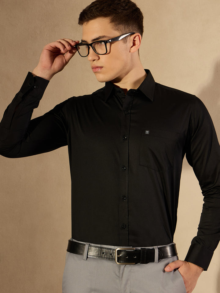 Black Pure Cotton Formal Shirt