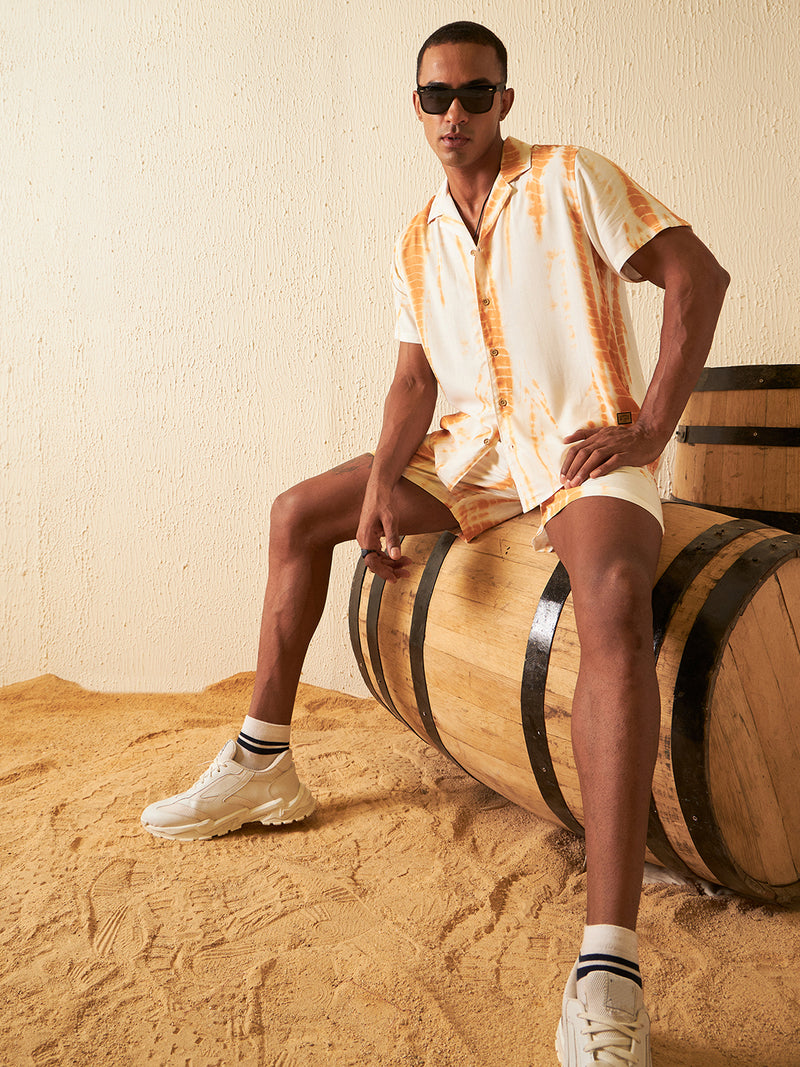 DENNISON Men Comfort Fit Coord Set | Printed Shirt With Shorts
