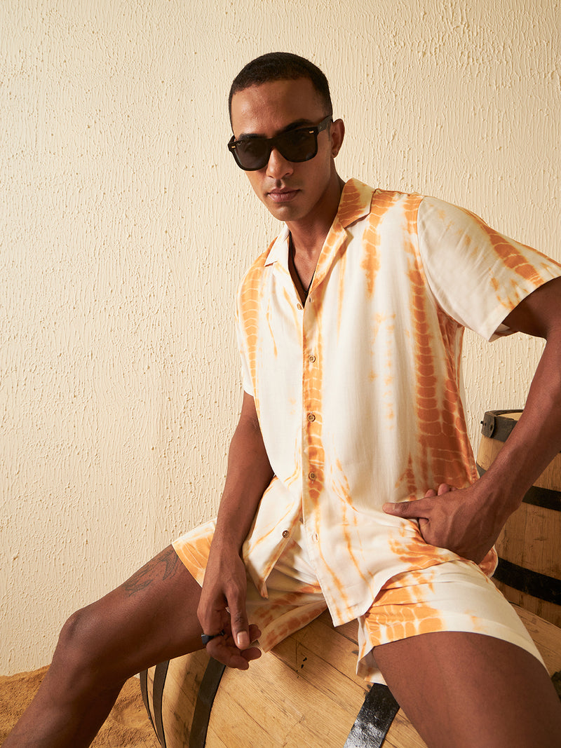DENNISON Men Comfort Fit Coord Set | Printed Shirt With Shorts