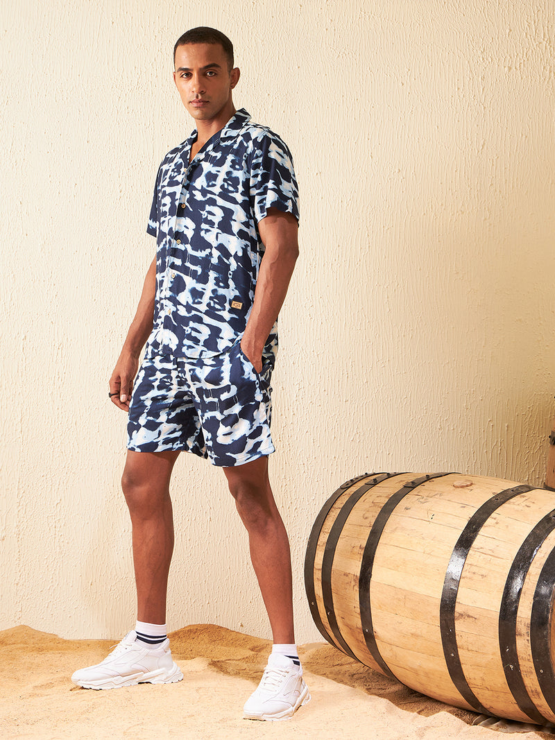 DENNISON Men Comfort Fit Coord Set | Printed Shirt With Shorts