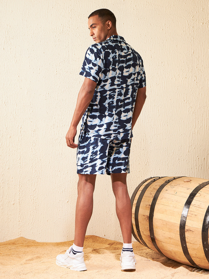 DENNISON Men Comfort Fit Coord Set | Printed Shirt With Shorts