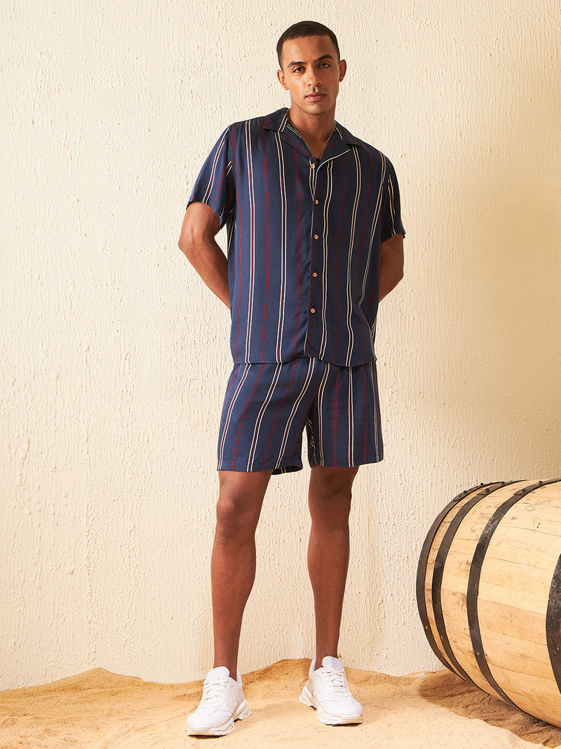 DENNISON Men Comfort Fit Coord Set | Printed Shirt With Shorts