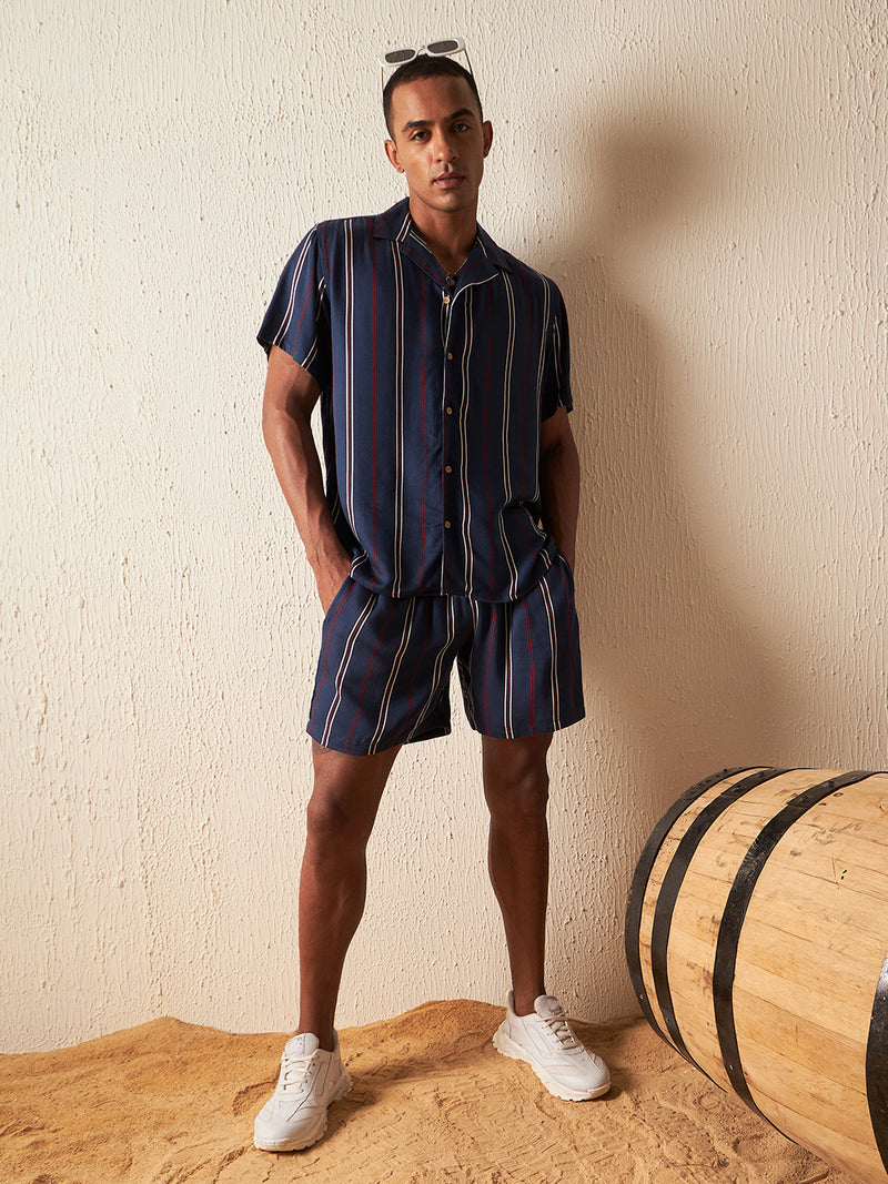 DENNISON Men Comfort Fit Coord Set | Printed Shirt With Shorts