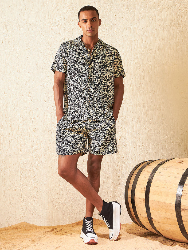 DENNISON Men Comfort Fit Coord Set | Printed Shirt With Shorts
