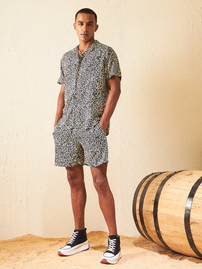 DENNISON Men Comfort Fit Coord Set | Printed Shirt With Shorts