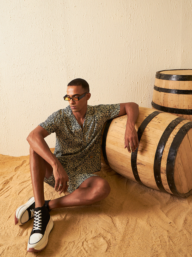 DENNISON Men Comfort Fit Coord Set | Printed Shirt With Shorts