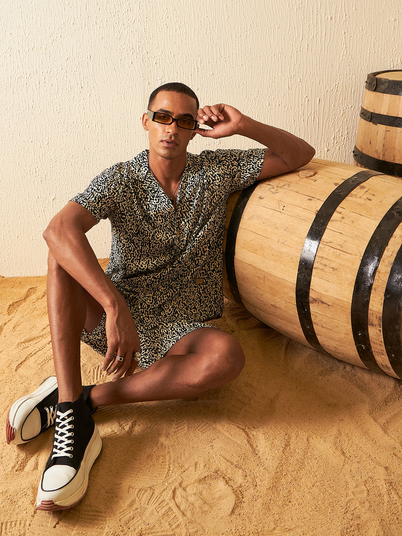 DENNISON Men Comfort Fit Coord Set | Printed Shirt With Shorts