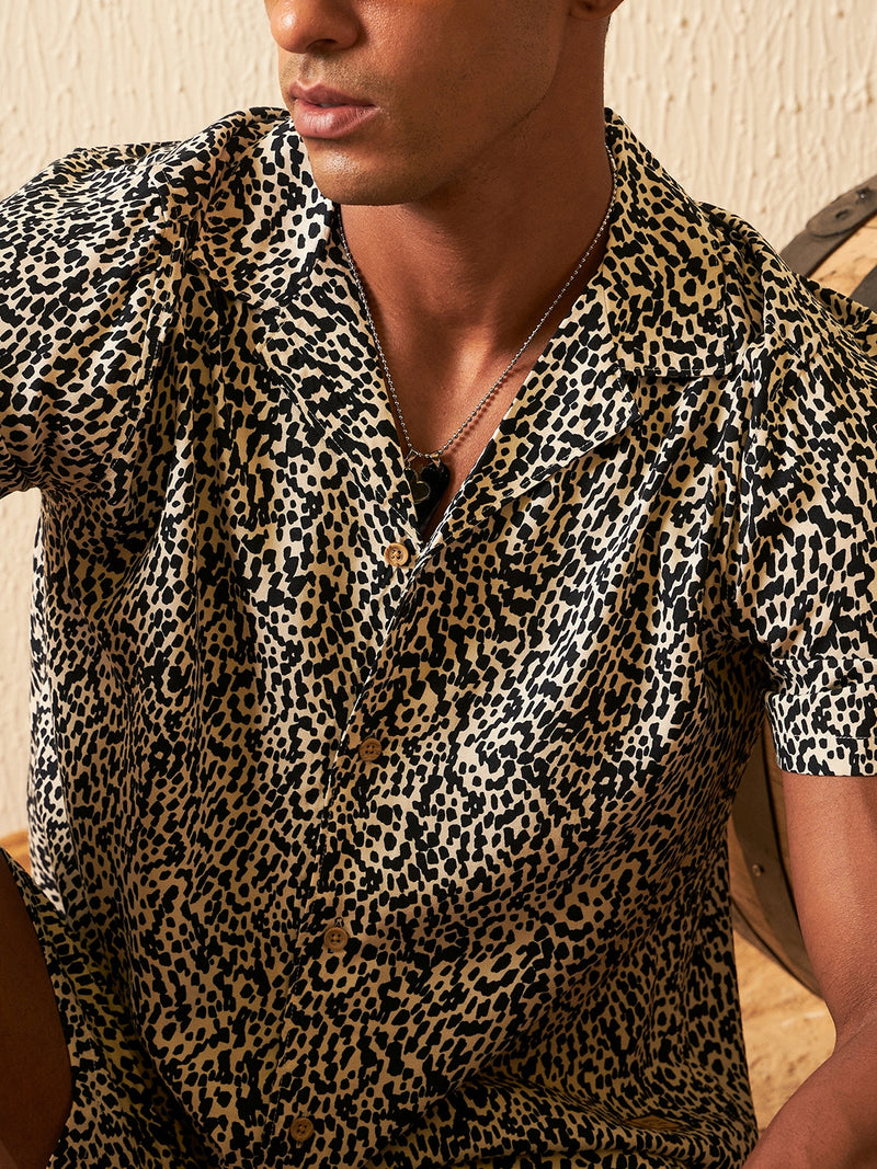 DENNISON Men Comfort Fit Coord Set | Printed Shirt With Shorts