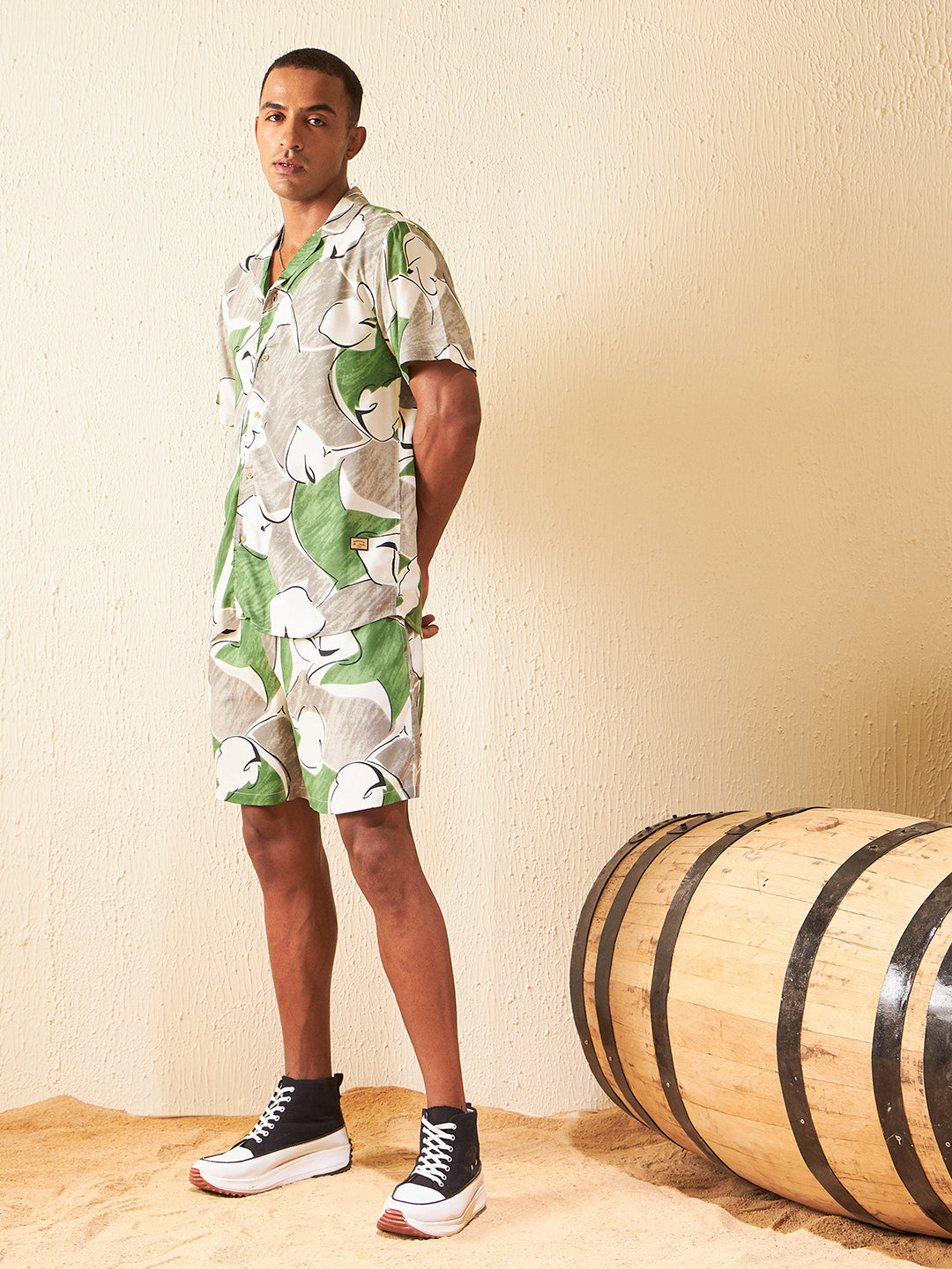 DENNISON Men Comfort Fit Coord Set | Printed Shirt With Shorts