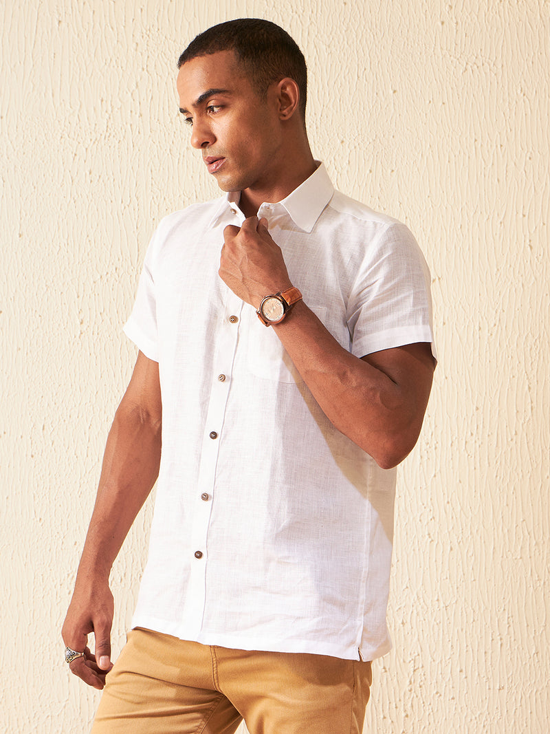 White: Half Sleeves Sustainable Hemp Shirt