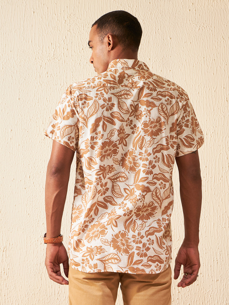 White: Half Sleeves Block Printed Shirt