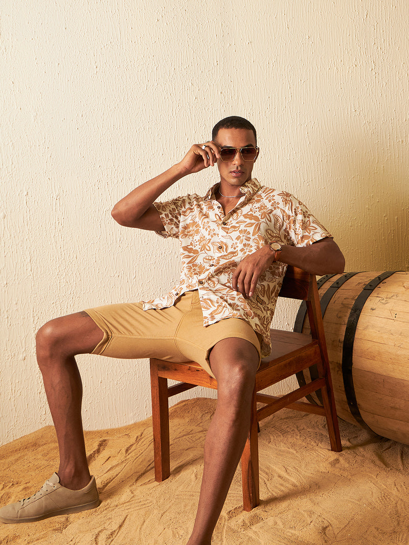 White: Half Sleeves Block Printed Shirt
