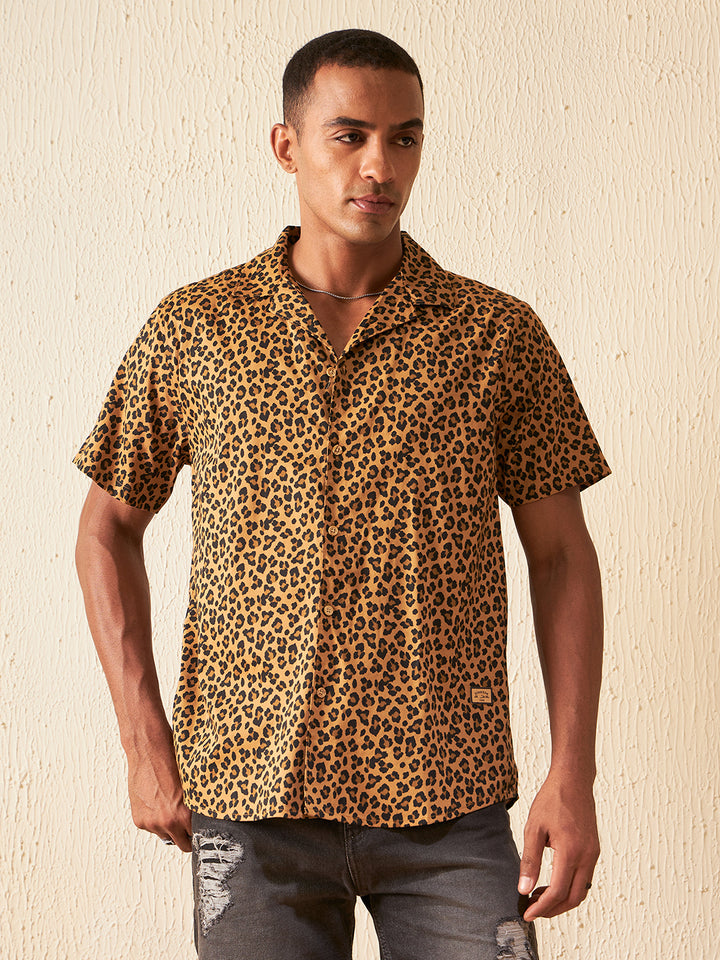 DENNISON Men Smart Animal Printed Cuban Collar Casual Shirt
