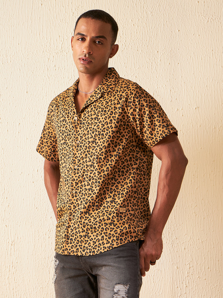DENNISON Men Smart Animal Printed Cuban Collar Casual Shirt