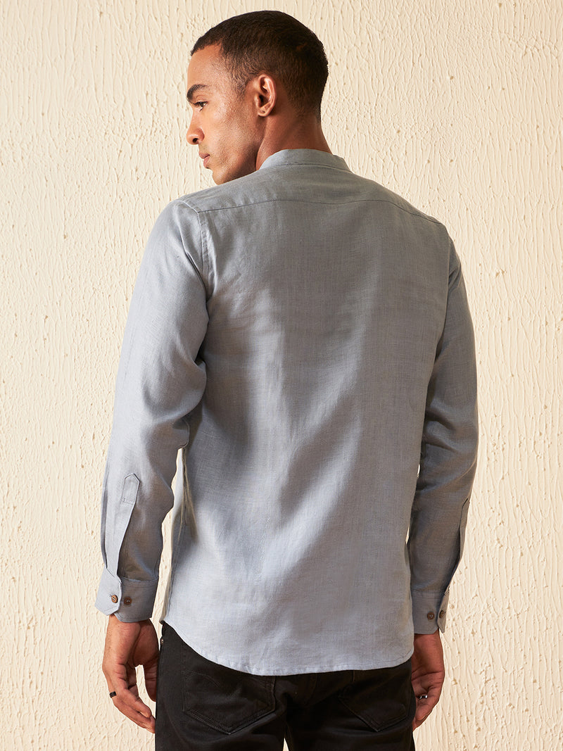 Blue: Long Sleeves Sustainable Hemp Shirt