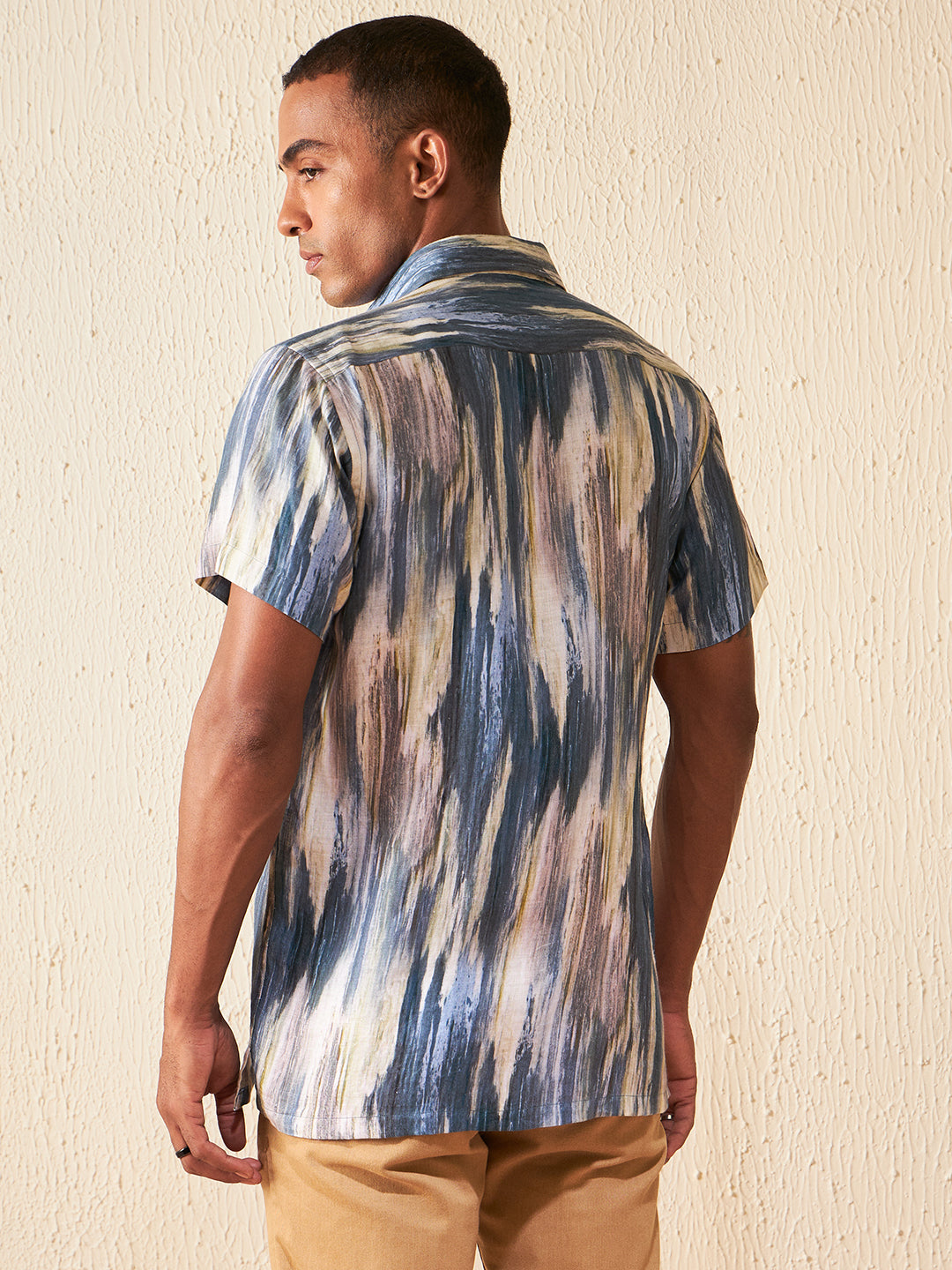 DENNISON Grey abstract printed Hemp Shirt