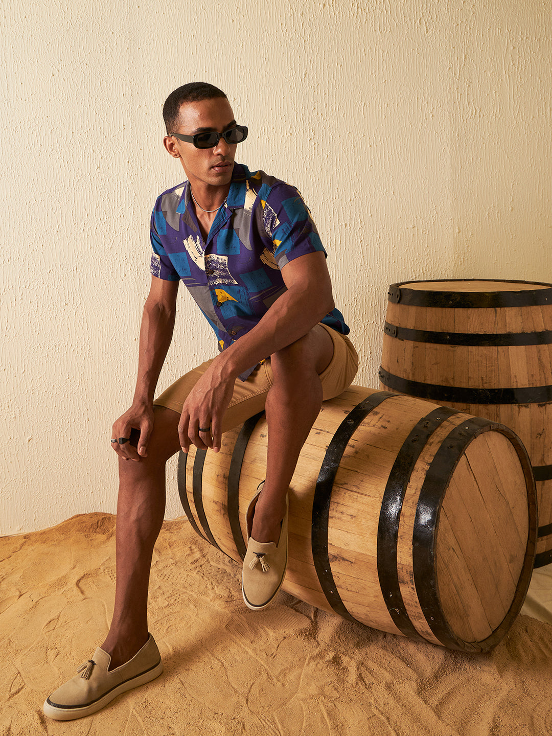 DENNISON Men Smart Abstract Printed Cuban Collar Casual Shirt