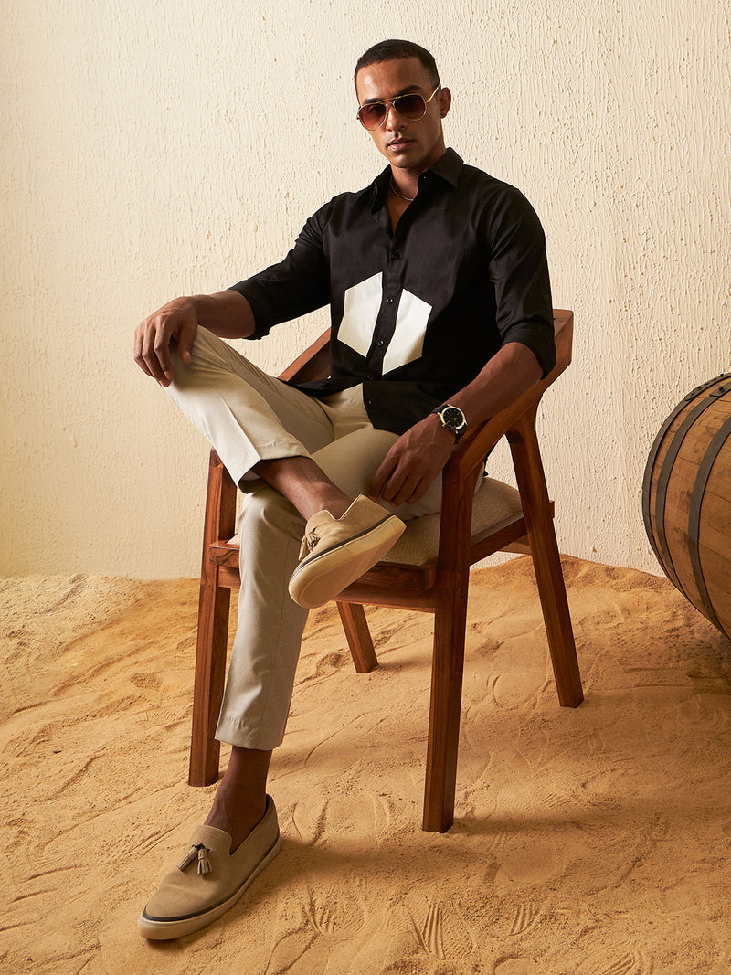 Black: Full Sleeves Smart Slim Fit Casual Shirt