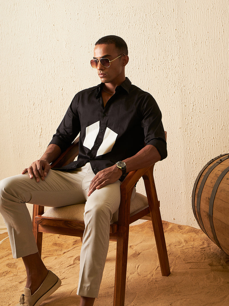 Black: Full Sleeves Smart Slim Fit Casual Shirt