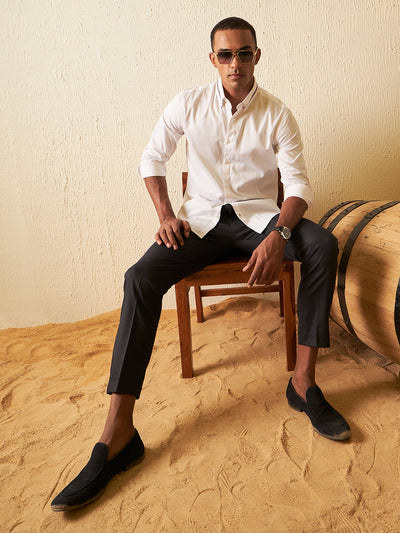 White: Full Sleeves Smart Slim Fit Party Shirt