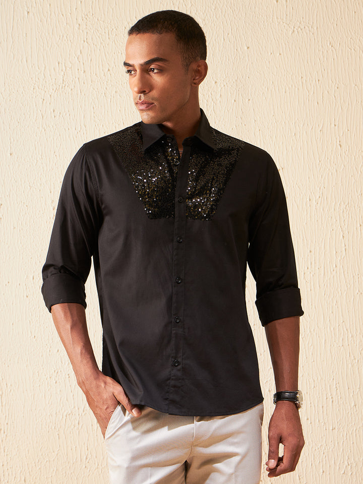 DENNISON Men Smart Sequinned Party Shirt