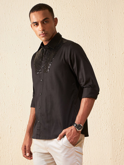 DENNISON Men Smart Sequinned Party Shirt