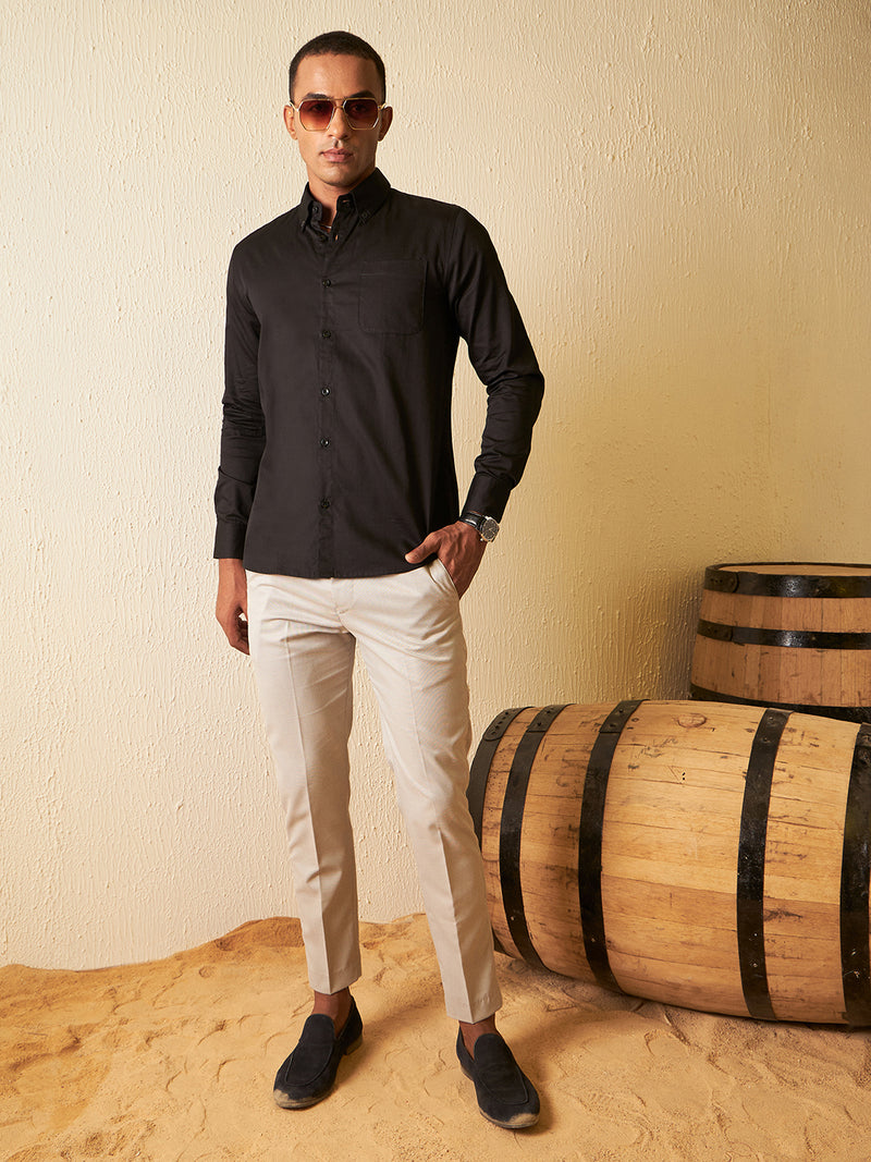 Black: Elbow Patch Formal Shirt