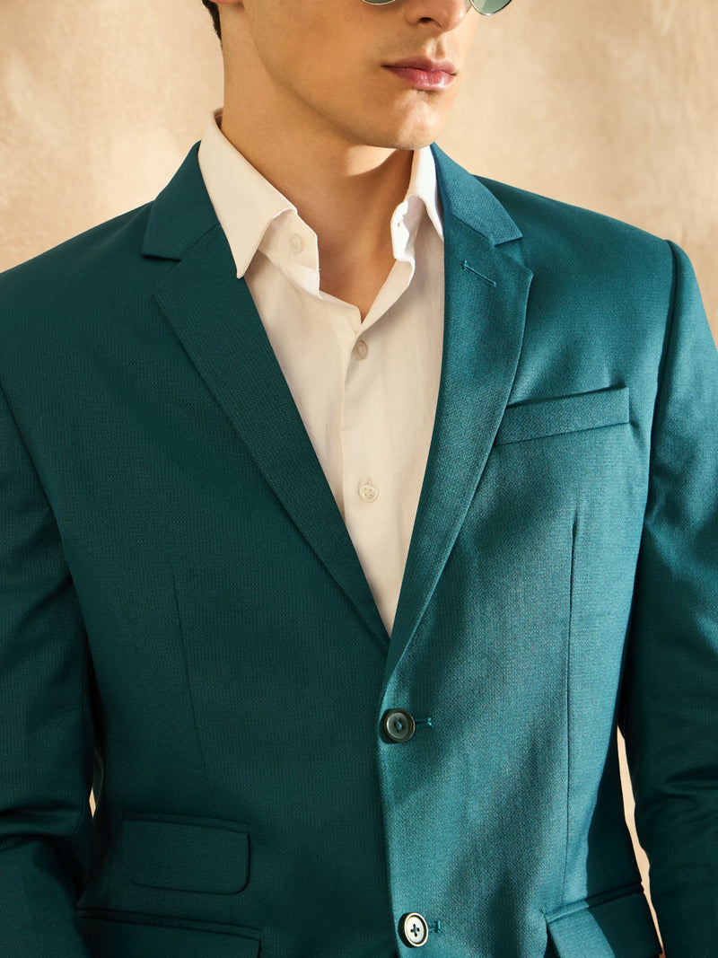 DENNISON Men Teal Green Single Breasted Blazer