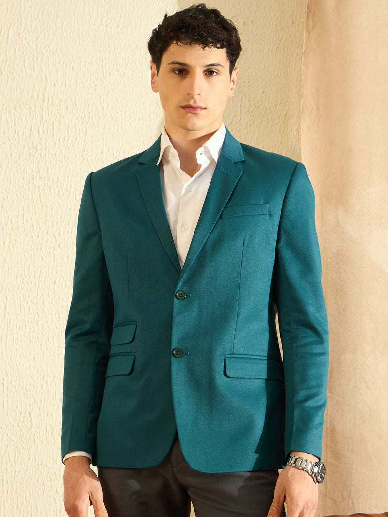 DENNISON Men Teal Green Single Breasted Blazer