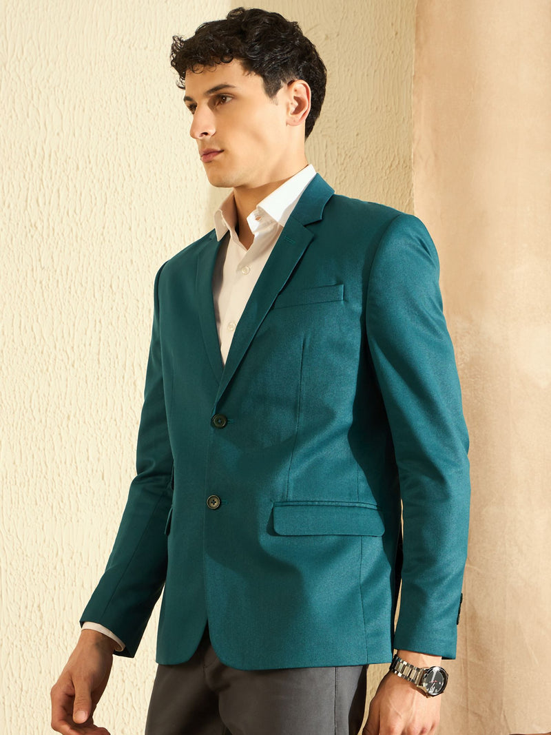 DENNISON Men Teal Green Single Breasted Blazer