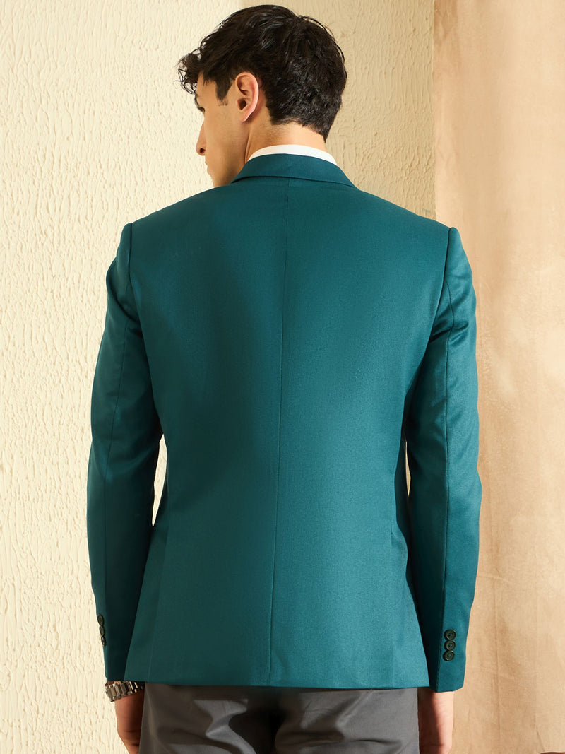 DENNISON Men Teal Green Single Breasted Blazer