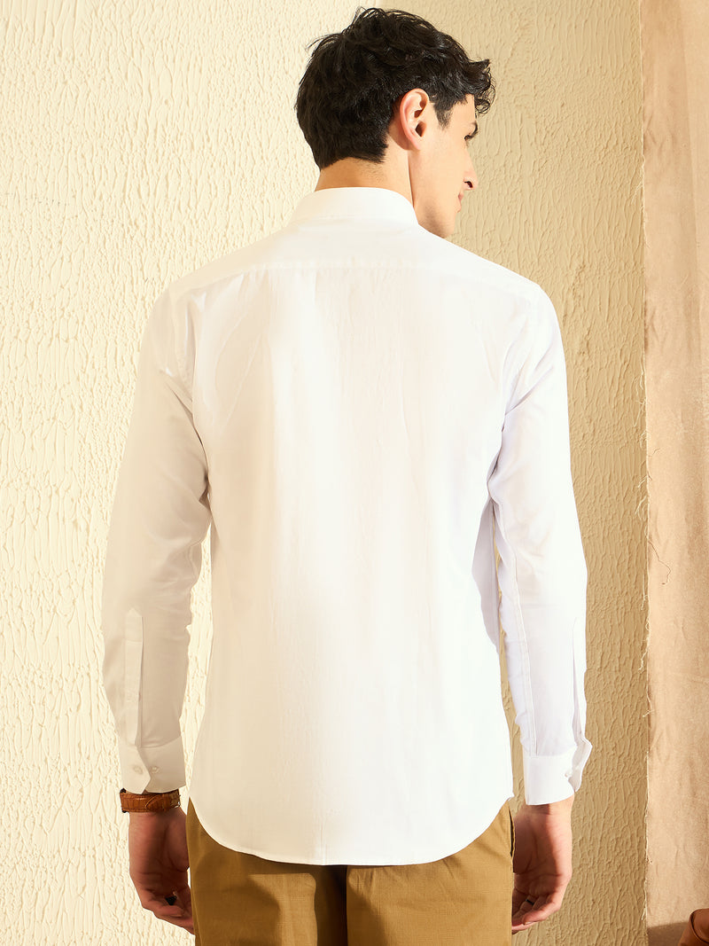 White: Solid Pure Cotton Smart Slim Fit Formal Shirt