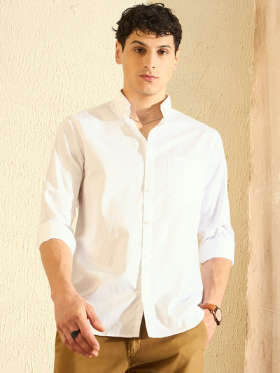 White: Solid Pure Cotton Smart Slim Fit Formal Shirt