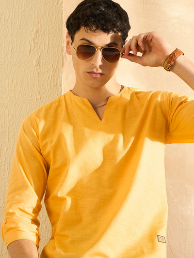 DENNISON Men Yellow Solid Casual Kurta