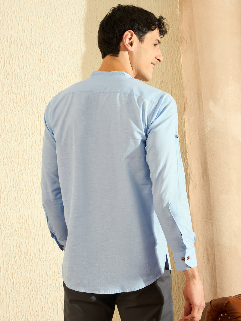 DENNISON Men Blue Solid Casual Kurta