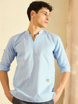 DENNISON Men Blue Solid Casual Kurta