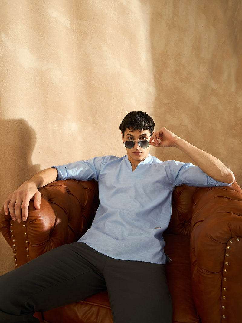 DENNISON Men Blue Solid Casual Kurta