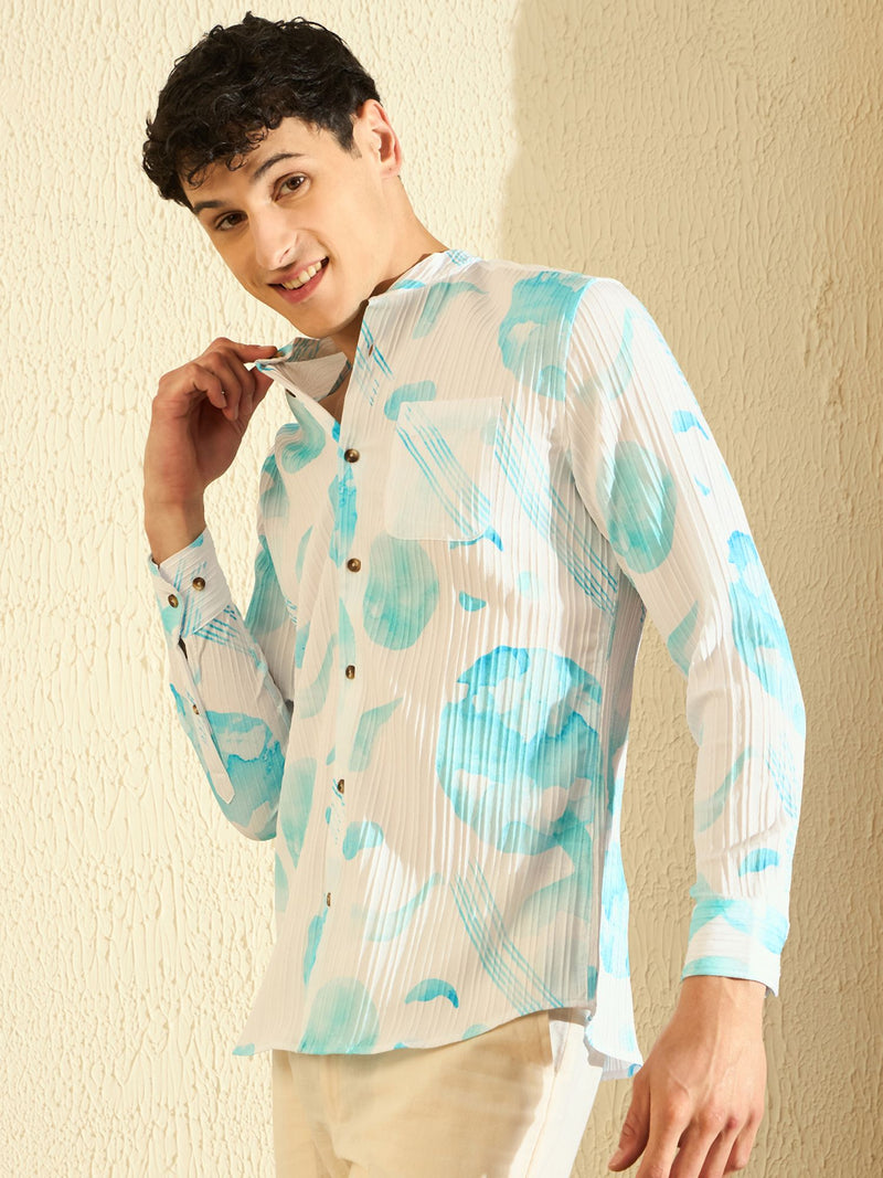 DENNISON Mandarin Collar Casual Shirt
