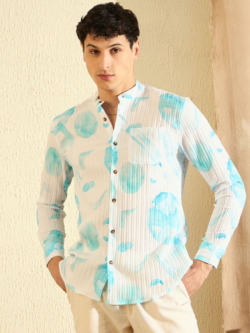DENNISON Mandarin Collar Casual Shirt