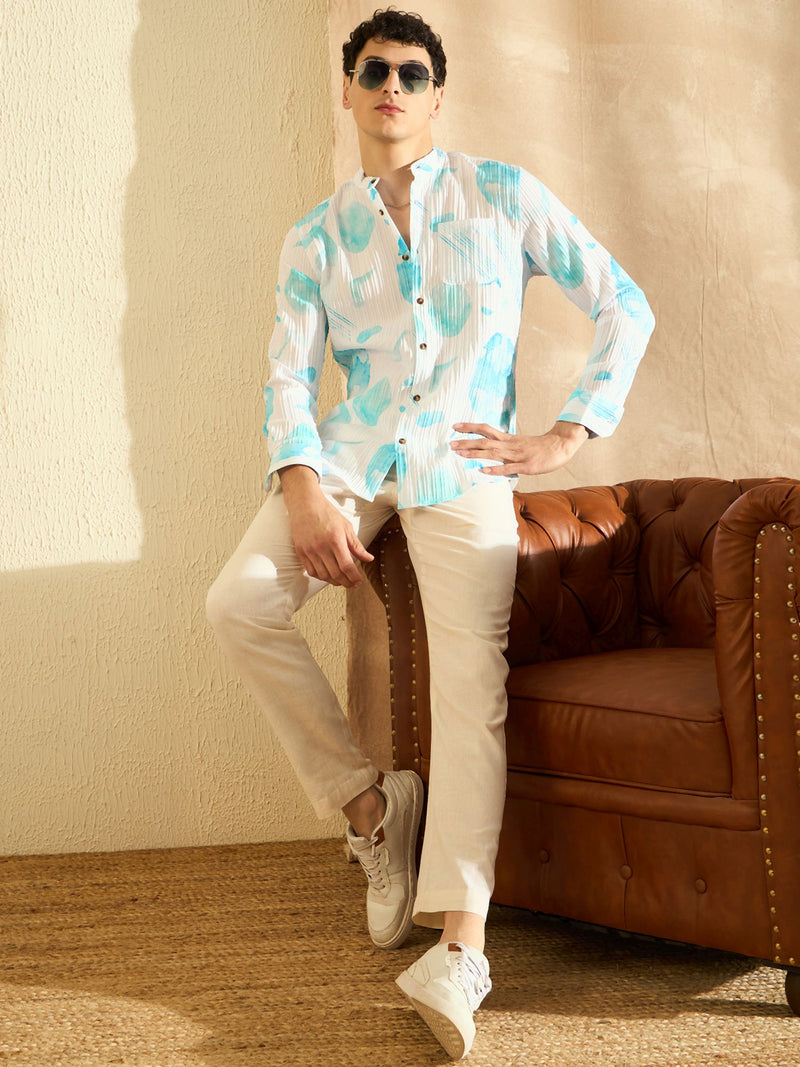 DENNISON Mandarin Collar Casual Shirt