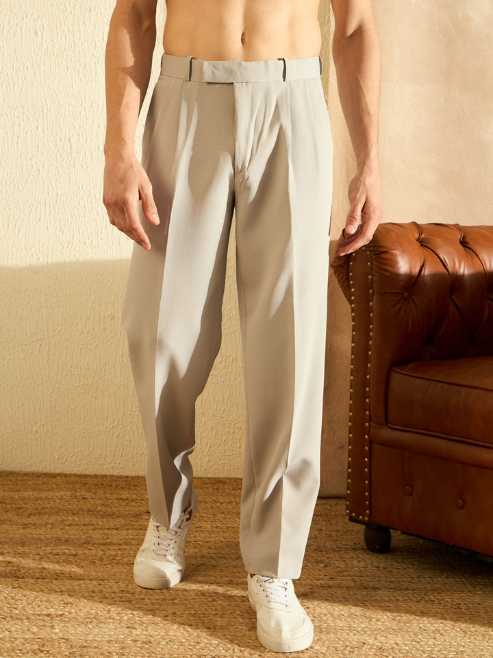 Men's Light Grey Korean Baggy Loose Fit Trouser