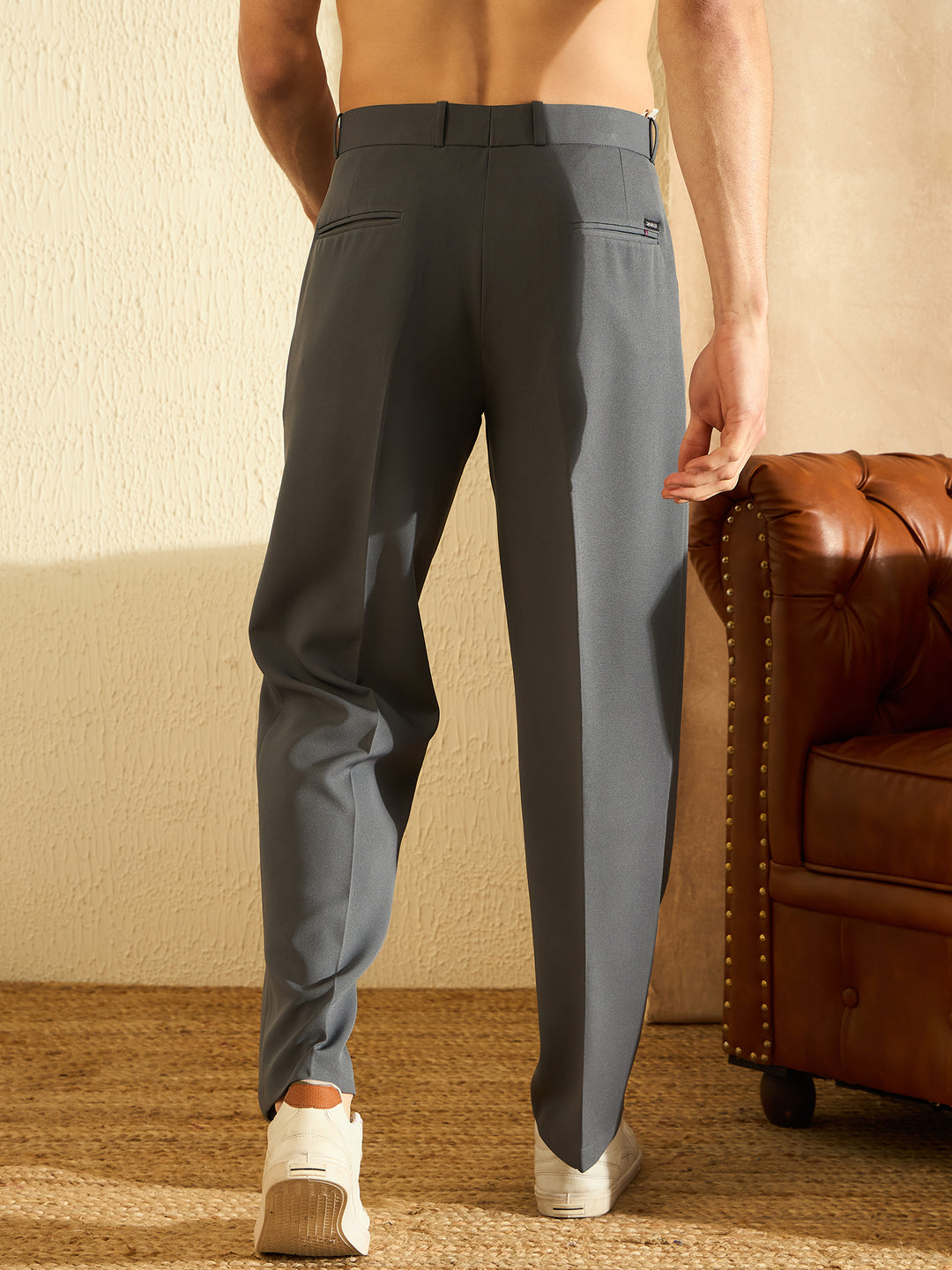 Men's Steel Grey Korean Baggy Loose Fit Trouser